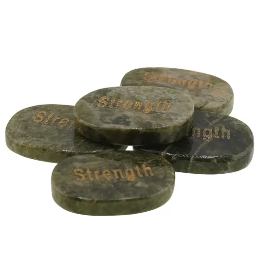 Cristal slefuit Jasp verde cu afirmatie gravata - Strength, imagine 3