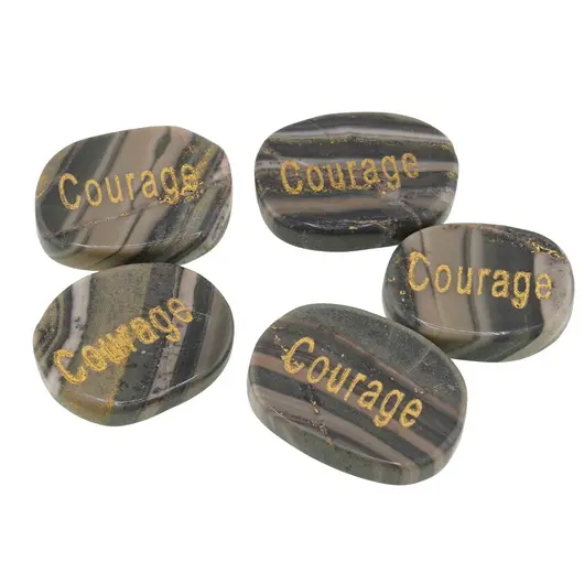 Cristal slefuit Jasp zebra verde cu afirmatie gravata -  Courage, imagine 2