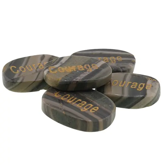 Cristal slefuit Jasp zebra verde cu afirmatie gravata -  Courage, imagine 3