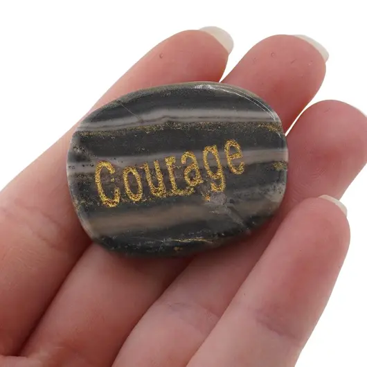 Cristal slefuit Jasp zebra verde cu afirmatie gravata -  Courage, imagine 4
