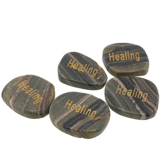 Cristal slefuit Jasp zebra verde cu afirmatie gravata -  Healing, imagine 2