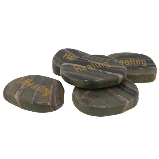 Cristal slefuit Jasp zebra verde cu afirmatie gravata -  Healing, imagine 3