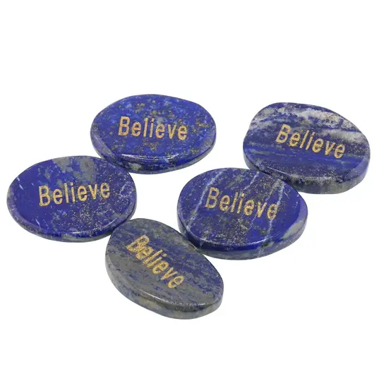 Cristal slefuit Lapis lazuli cu afirmatie gravata - Believe, imagine 2