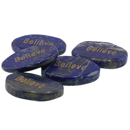 Cristal slefuit Lapis lazuli cu afirmatie gravata - Believe, imagine 3