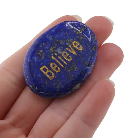 Cristal slefuit Lapis lazuli cu afirmatie gravata - Believe, imagine 4