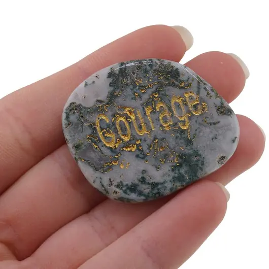 Cristal slefuit Mossagat cu afirmatie gravata -  Courage, imagine 4