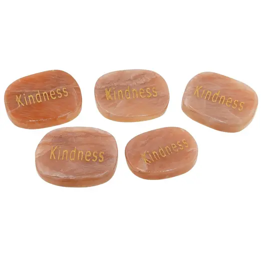 Cristal slefuit Piatra Lunii piersica cu afirmatie gravata - Kindness, imagine 2
