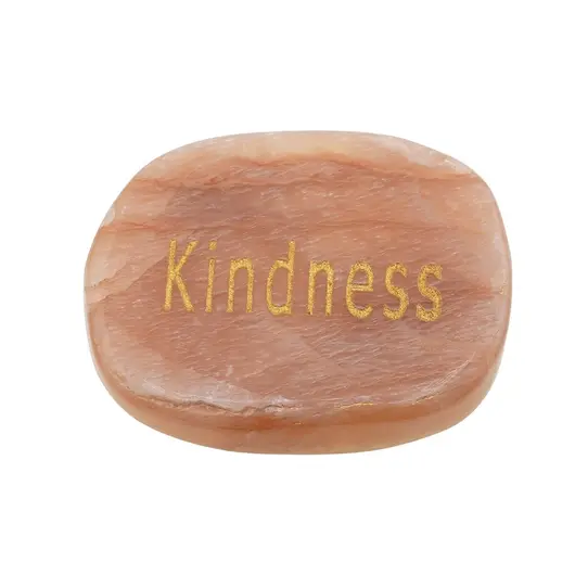 Cristal slefuit Piatra Lunii piersica cu afirmatie gravata - Kindness