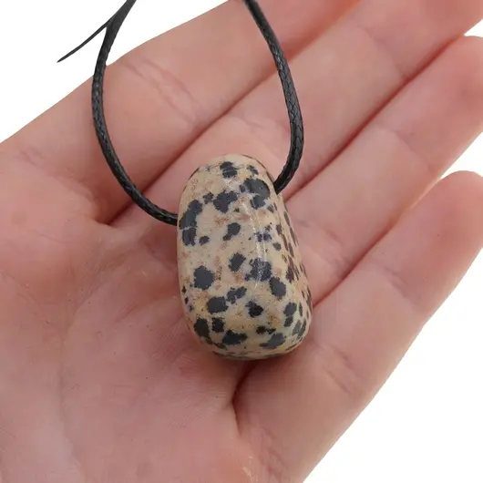 Pandantiv rulat cu gaura orizontala Jasp dalmatian, imagine 4