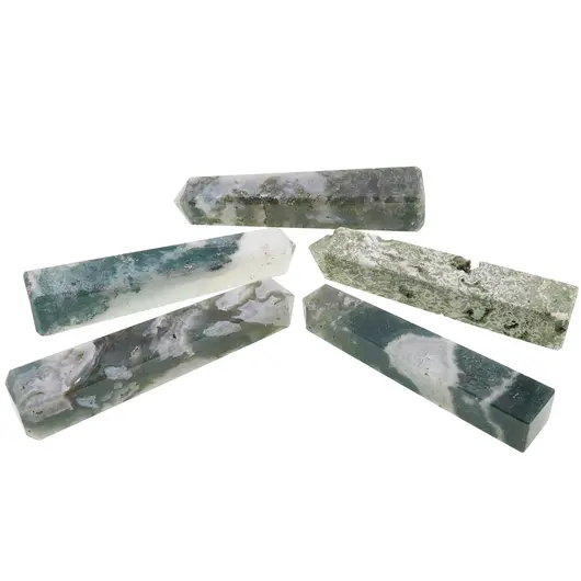 Turn / Obelisc cu patru fatete din Moss agat, 90-110g, imagine 2