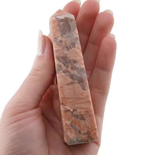 Turn / Obelisc cu patru fatete din Piatra lunii piersica, 70-100g, imagine 3