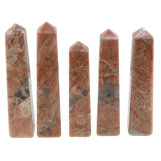 Turn / Obelisc cu patru fatete din Piatra lunii piersica, 70-100g