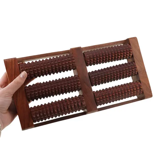 Aparat din lemn pentru masaj corporal cu sase role zimtate - 29,5cm, imagine 3