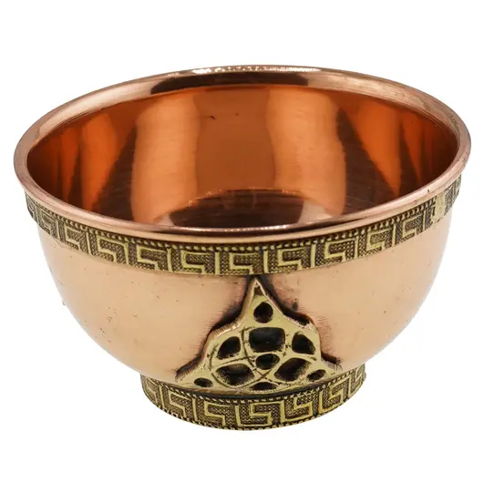 Bol din cupru cu Simbolul Triquetra pentru incarcare energetica a cristalelor, 8cm, imagine 2