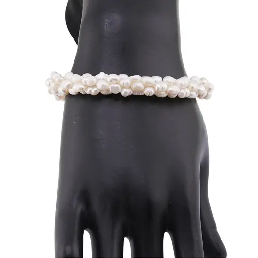Bratara handmade cu Perle de cultura albe, 5-6mm, imagine 2