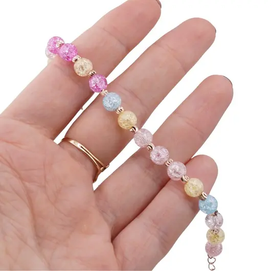 Bratara Cryolit colorat sfere 6mm si bumbi rose gravati, imagine 3