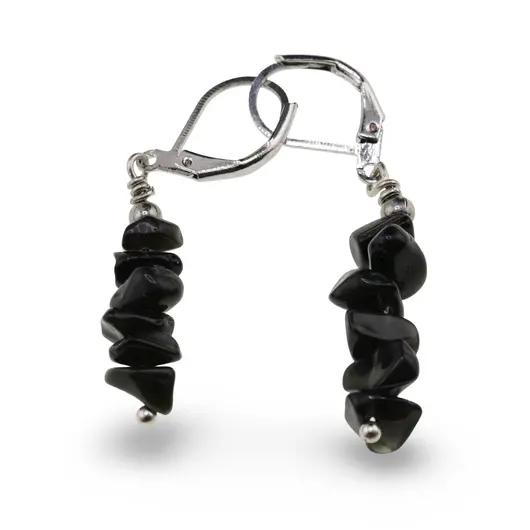 Cercei cu agatatoare Obsidian auriu pietre chips, 6-10mm