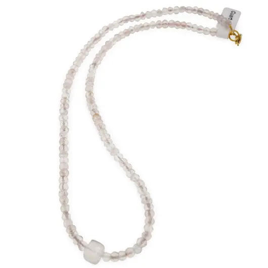 Colier Cuart roz discuri fatetate 5mm si cub fatetat 7-8mm
