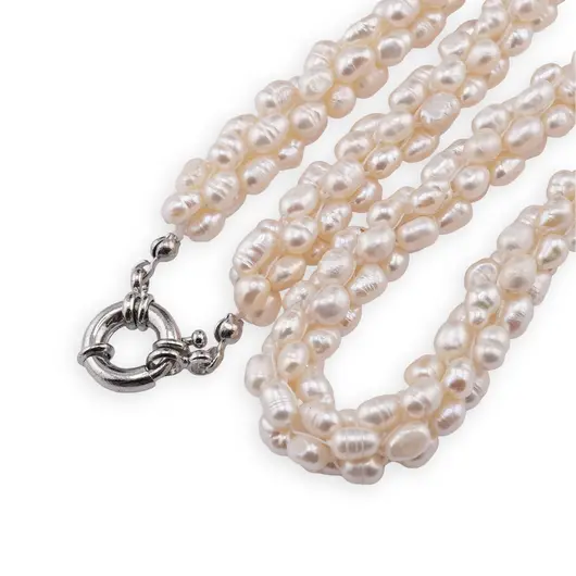 Colier handmade cu Perle de cultura albe, 5-6mm, imagine 3