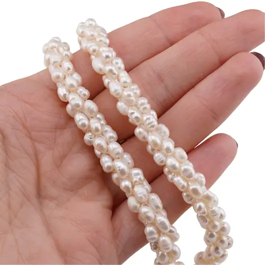 Colier handmade cu Perle de cultura albe, 5-6mm, imagine 4