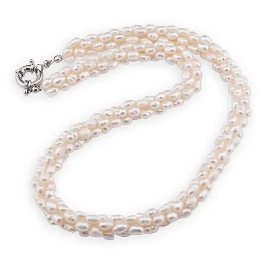 Colier handmade cu Perle de cultura albe, 5-6mm