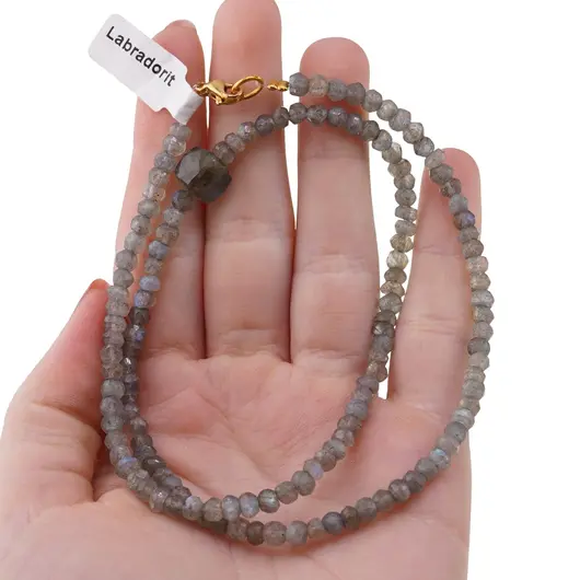 Colier Labradorit discuri fatetate 4mm si cub fatetat 8mm, imagine 4