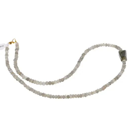 Colier Labradorit discuri fatetate 4mm si fatetat 14-16mm