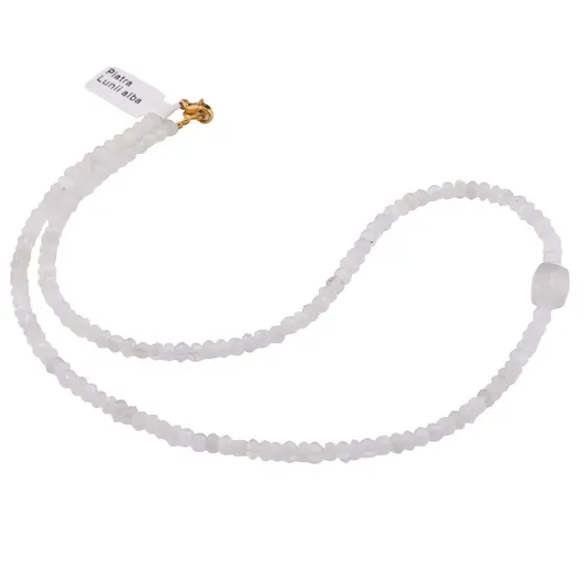 Colier Piatra Lunii alba discuri fatetate 4mm si cub fatetat 8mm