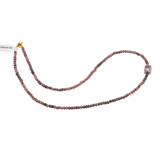 Colier Rodonit A+ discuri fatetate 3mm si cub fatetat 8-9mm