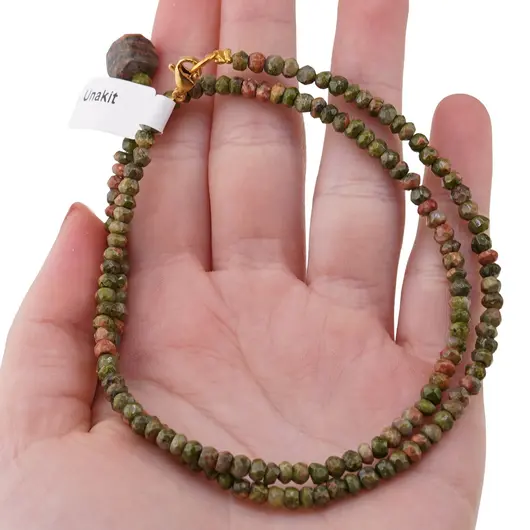 Colier Unakit discuri fatetate 4mm si pandantiv cub fatetat 8mm, imagine 4