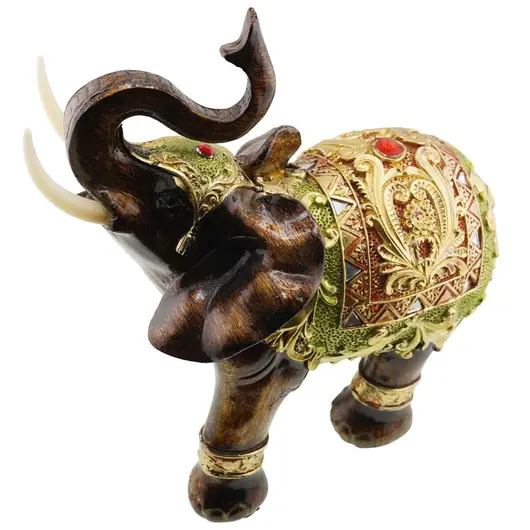 Statueta Feng Shui Elefant maro regal al prosperitatii cu trompa ridicata - 18cm x 22cm, imagine 3