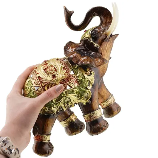 Statueta Feng Shui Elefant maro regal al prosperitatii cu trompa ridicata - 18cm x 22cm, imagine 4