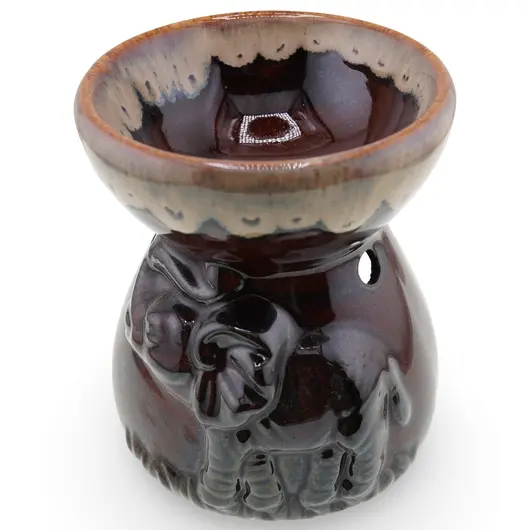 Vas aromaterapie din ceramica cu model Elefant - maro deschis