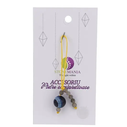 Accesoriu cu pietre semipretioase Agat albastru sfera 10mm si Labradorit 4mm