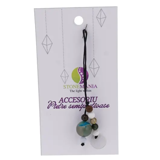 Accesoriu cu pietre semipretioase Agat albastru sfera 10mm si mix cristale 4mm