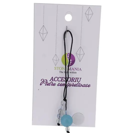 Accesoriu cu pietre semipretioase Agat albastru sfera 10mm si Opalit 4mm