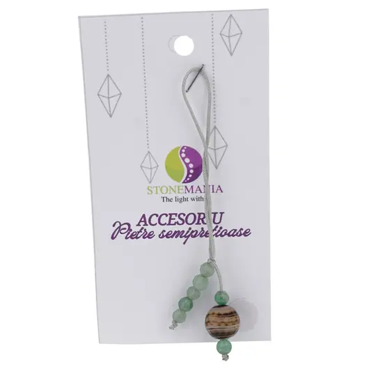 Accesoriu cu pietre semipretioase Agat maro sfera 10mm si Aventurin 4mm