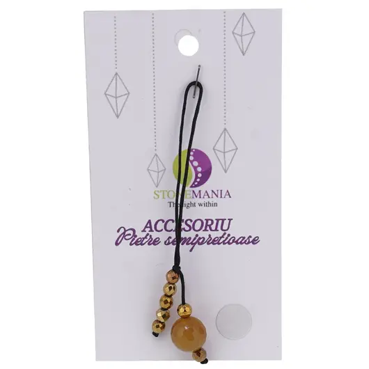 Accesoriu cu pietre semipretioase Agat maro sfera 10mm si Hematit auriu 4mm