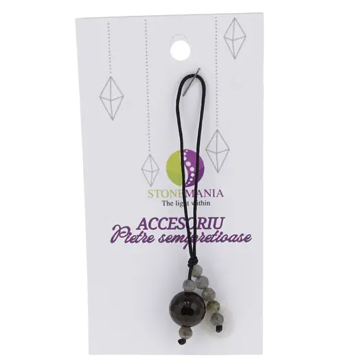 Accesoriu cu pietre semipretioase Agat maro sfera 10mm si Labradorit 4mm