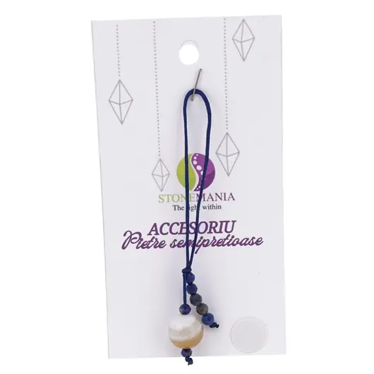 Accesoriu cu pietre semipretioase Agat maro sfera 10mm si Lapis lazuli 4mm