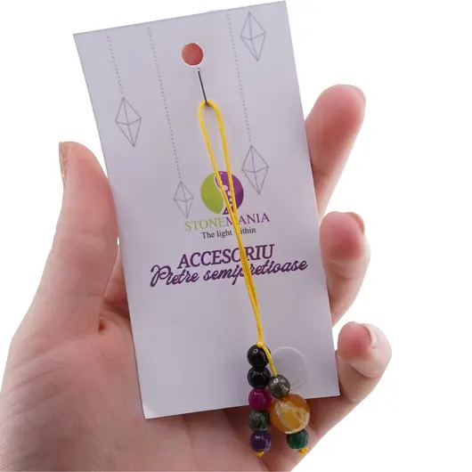 Accesoriu cu pietre semipretioase Agat maro sfera 10mm si mix cristale 6mm, imagine 3