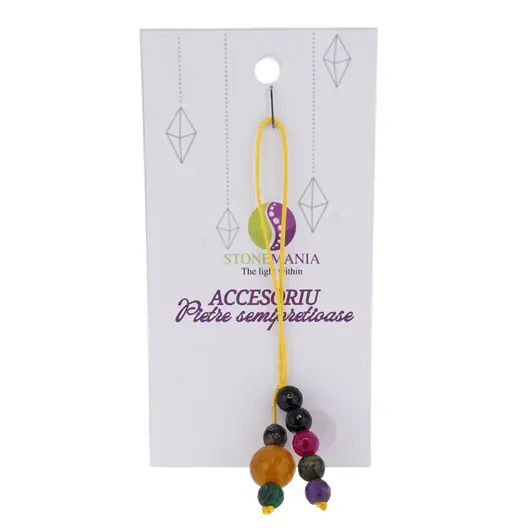 Accesoriu cu pietre semipretioase Agat maro sfera 10mm si mix cristale 6mm