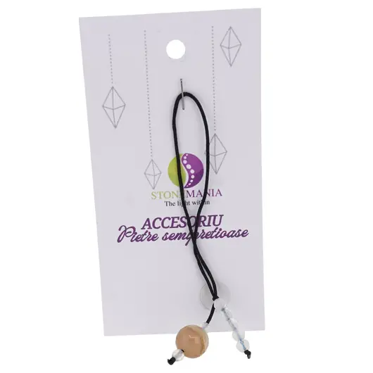 Accesoriu cu pietre semipretioase Agat maro sfera 10mm si Opalit 4mm