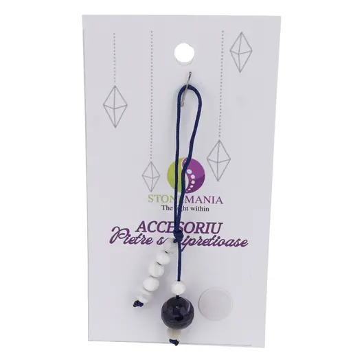 Accesoriu cu pietre semipretioase Agat mov sfera 10mm si Sidef 4mm