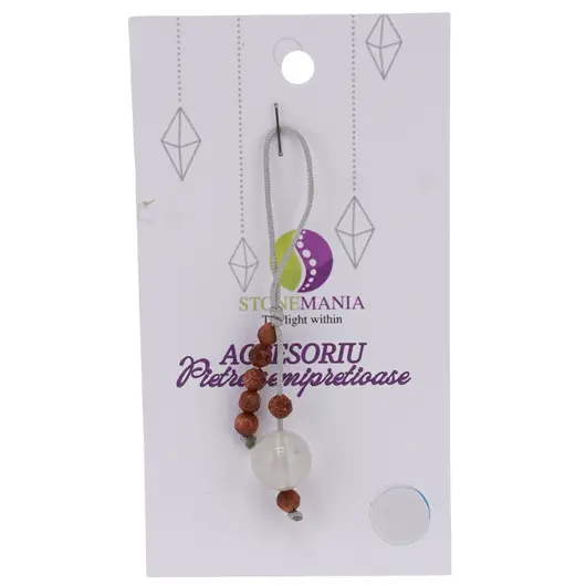Accesoriu cu pietre semipretioase Agat natural sfera 10mm si Goldstone maro 4mm
