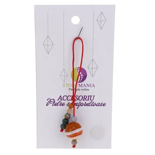 Accesoriu cu pietre semipretioase Agat portocaliu sfera 12mm si mix cristale 4mm