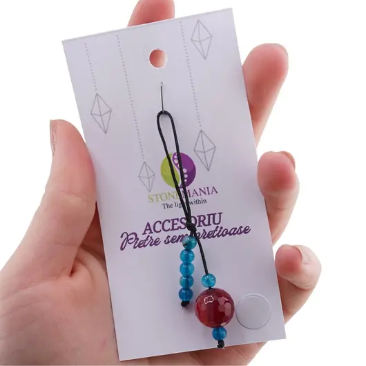 Accesoriu cu pietre semipretioase Agat roz sfera 12mm si Agat albastru 4mm, imagine 3