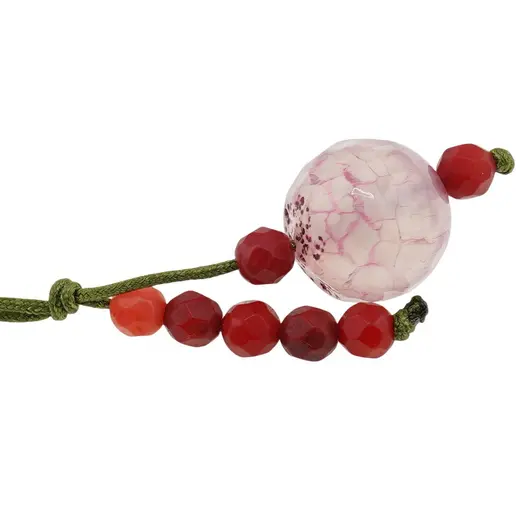 Accesoriu cu pietre semipretioase Agat roz sfera 12mm si Coral 4mm, imagine 2