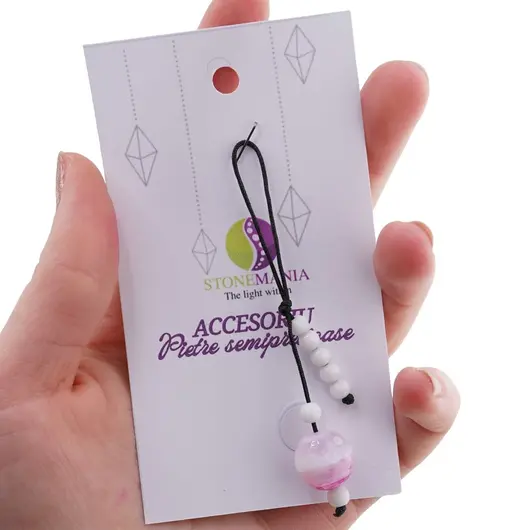 Accesoriu cu pietre semipretioase Agat roz sfera 12mm si Onix alb 4mm, imagine 3