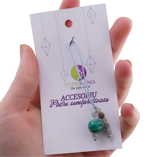 Accesoriu cu pietre semipretioase Agat verde sfera 10mm si Labradorit 4mm, imagine 4